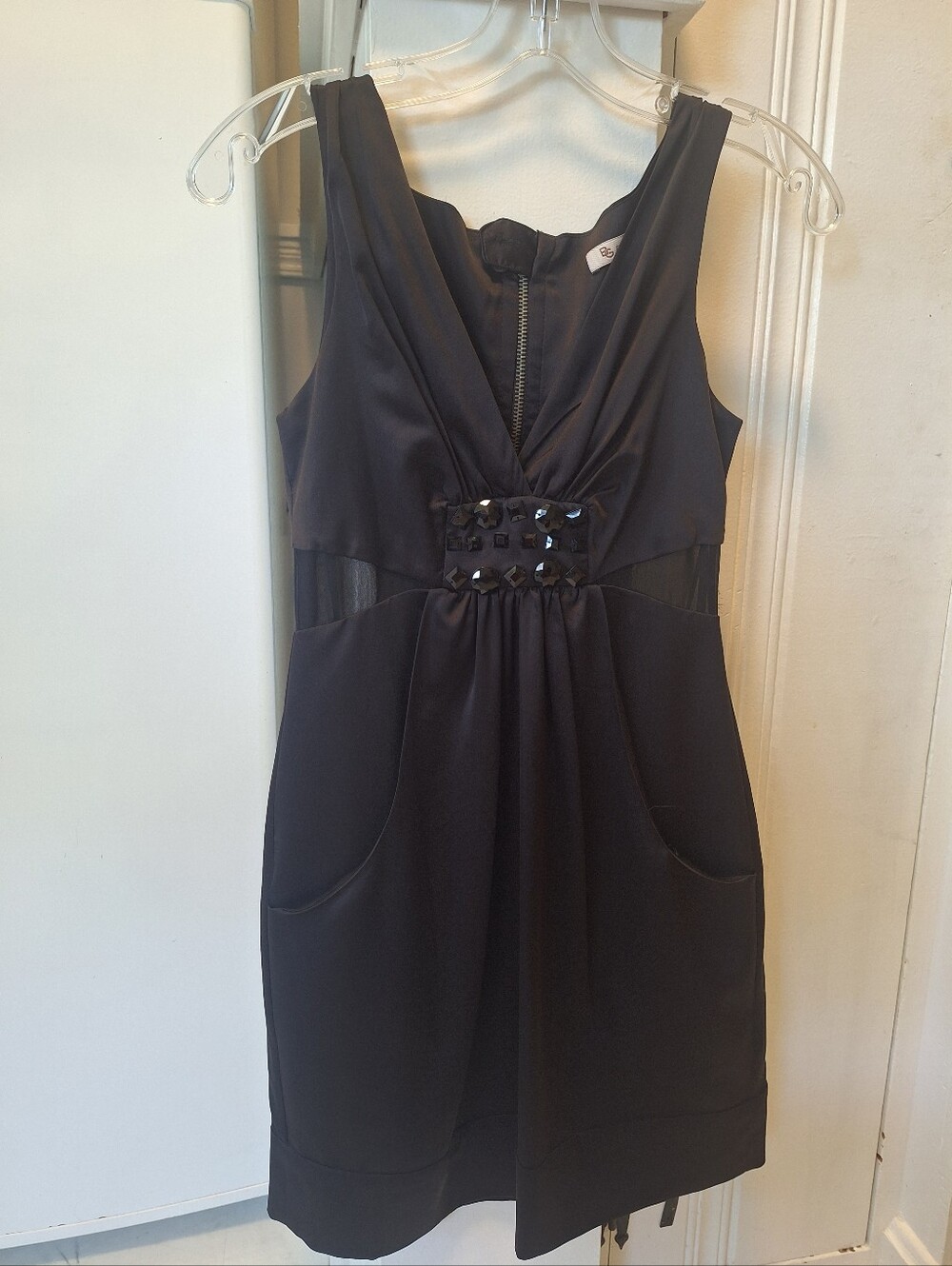 BCBGeneration Black Mini Dress with Jeweled Waist